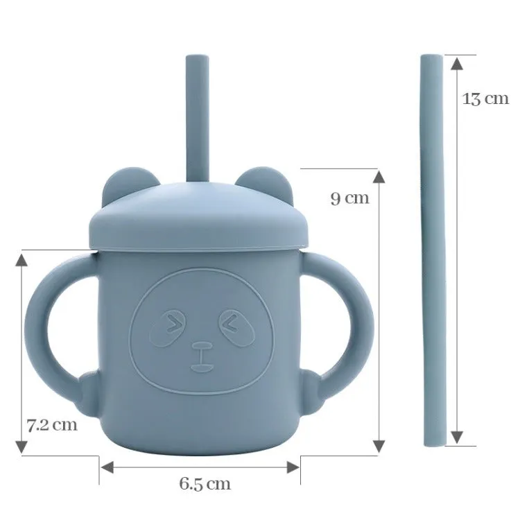 Silicone Straw Cup with Handles | Pale Blue