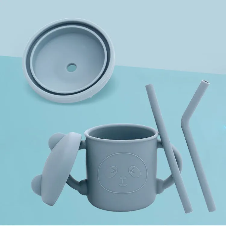 Silicone Straw Cup with Handles | Pale Blue
