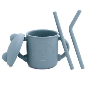 Silicone Straw Cup with Handles | Pale Blue