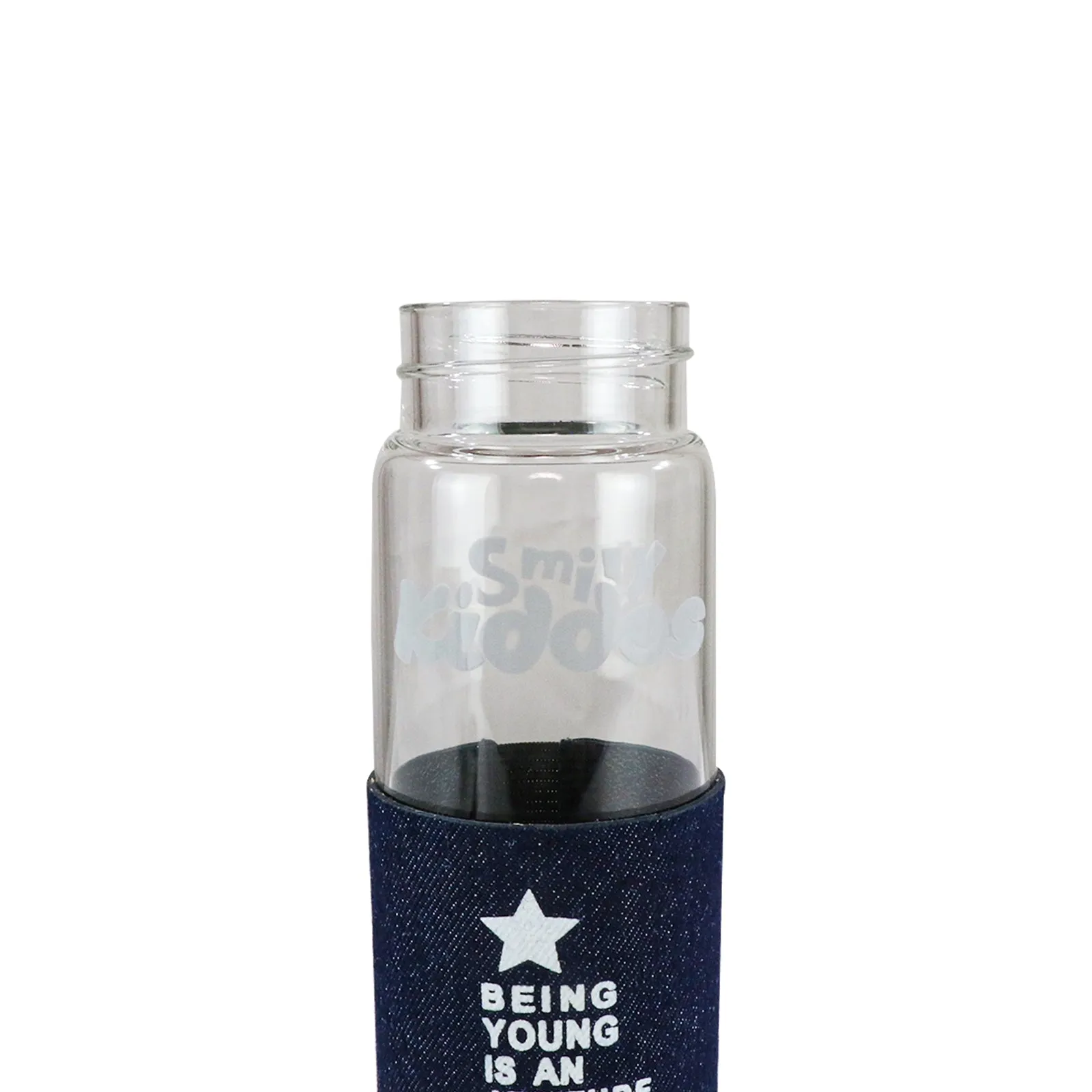 Smily Kiddos Glass bottles with Removable Stainless Steel Infuser Blue