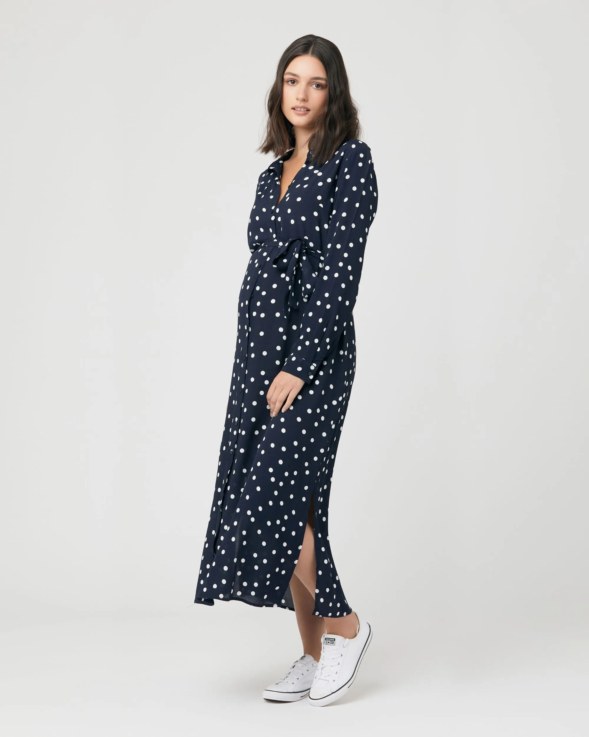 Spot Shirt Dress Navy / White