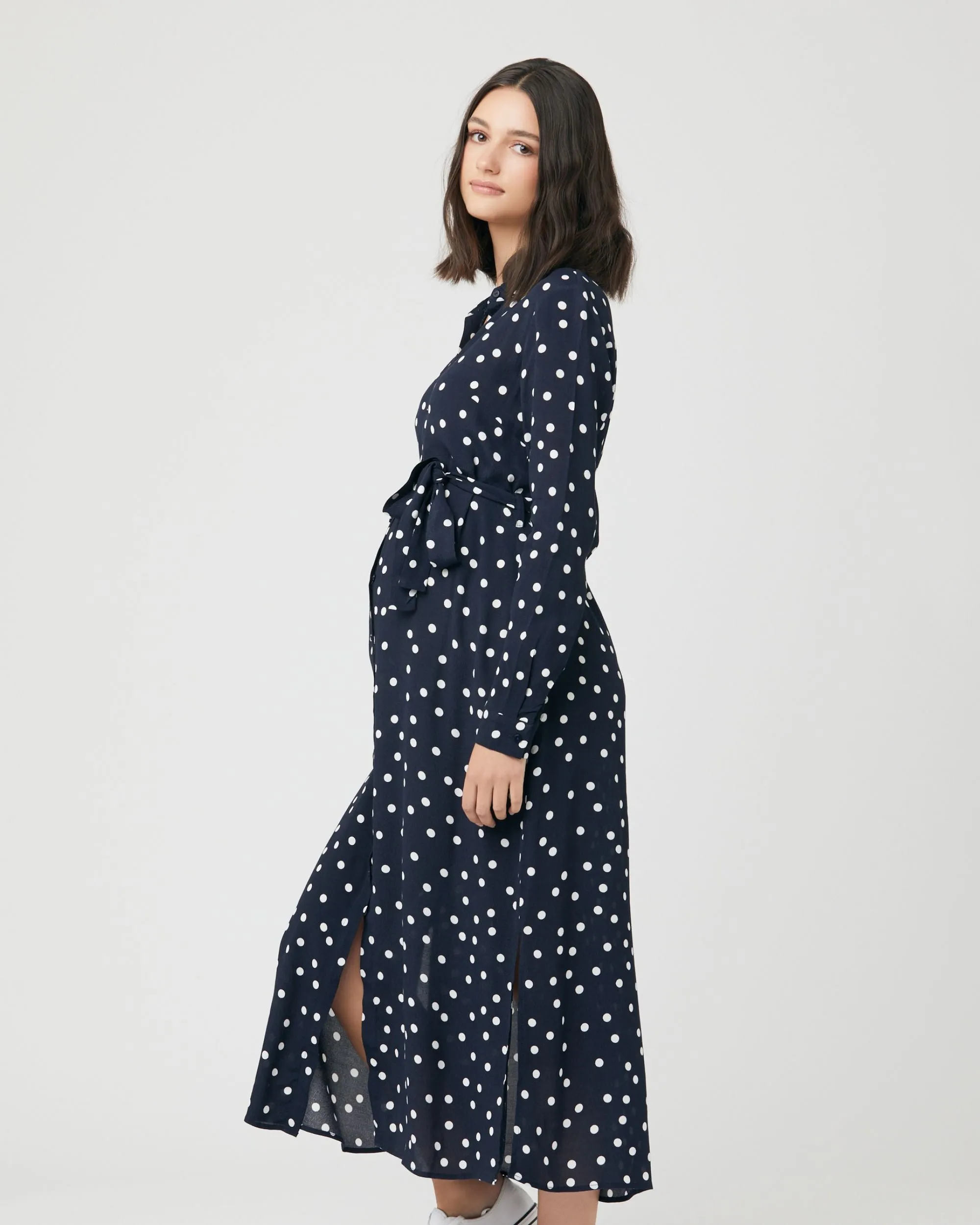Spot Shirt Dress Navy / White