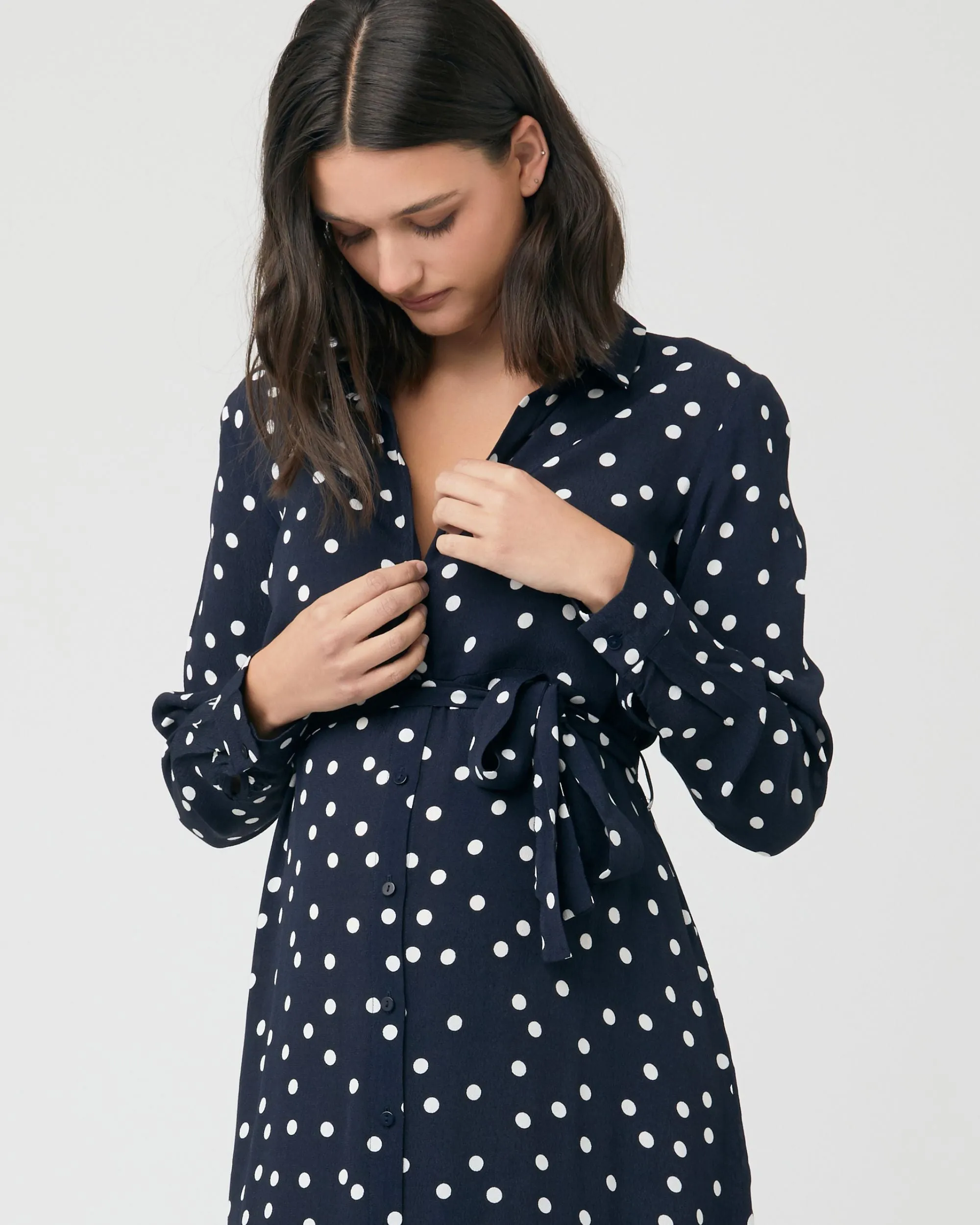 Spot Shirt Dress Navy / White