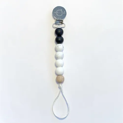 Sugar   Maple Silicone & 1 Beech Bead Pacifier & Teether Clip
