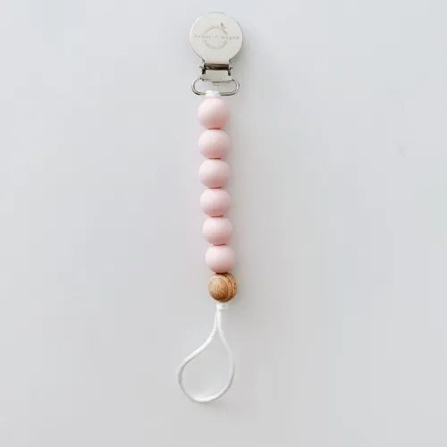 Sugar   Maple Silicone & 1 Beech Bead Pacifier & Teether Clip