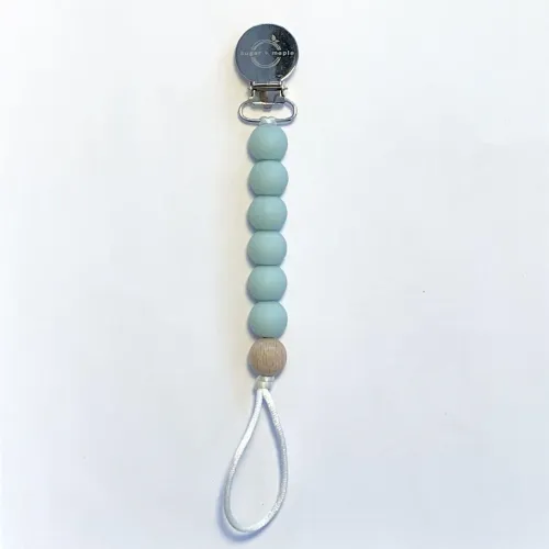 Sugar   Maple Silicone & 1 Beech Bead Pacifier & Teether Clip