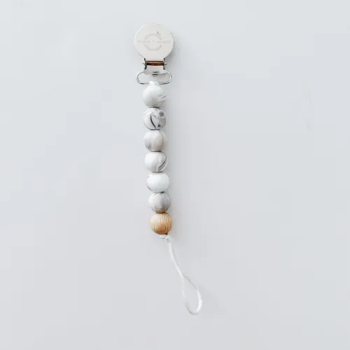 Sugar   Maple Silicone & 1 Beech Bead Pacifier & Teether Clip