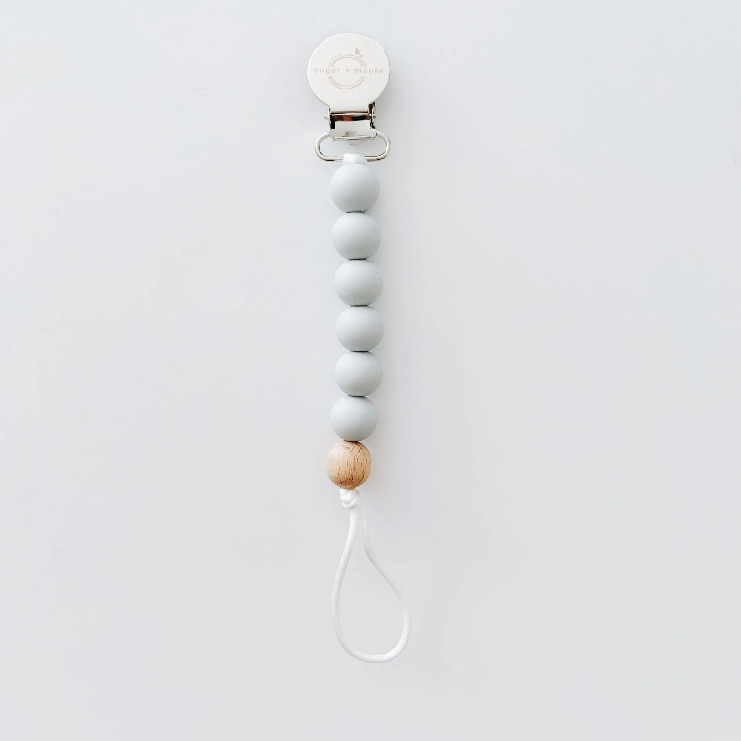 Sugar   Maple Silicone & 1 Beech Bead Pacifier & Teether Clip