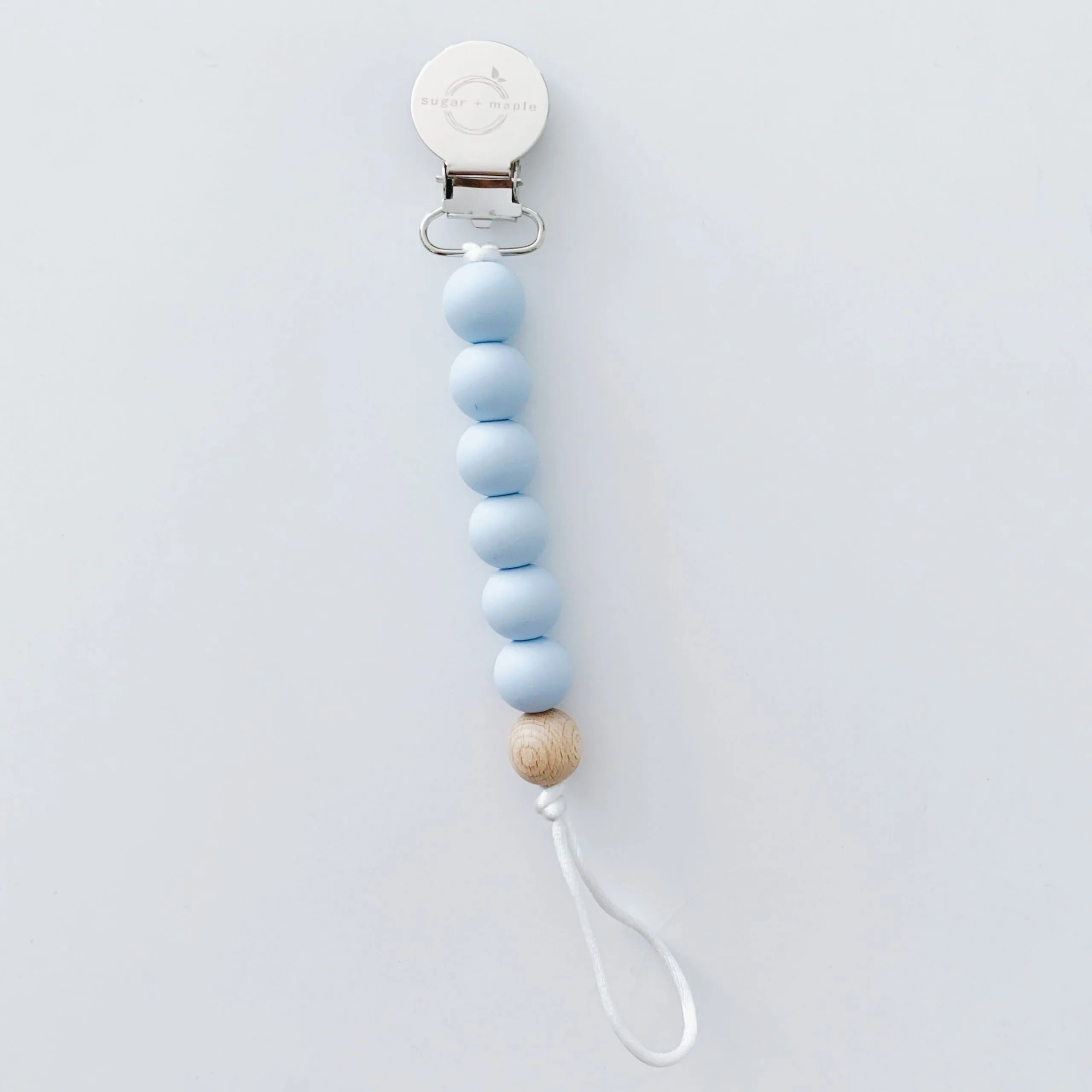 Sugar   Maple Silicone & 1 Beech Bead Pacifier & Teether Clip