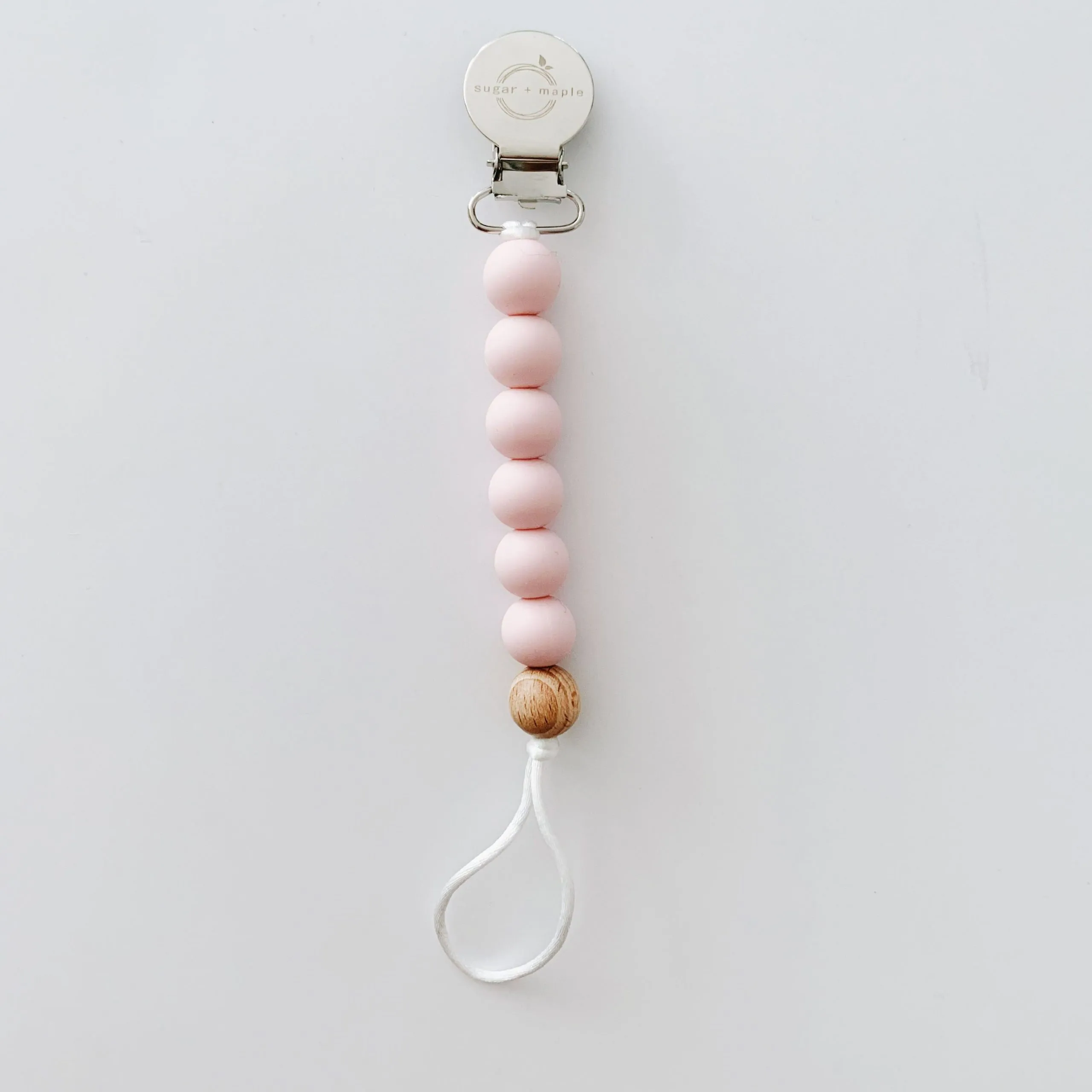 Sugar   Maple Silicone & 1 Beech Bead Pacifier & Teether Clip