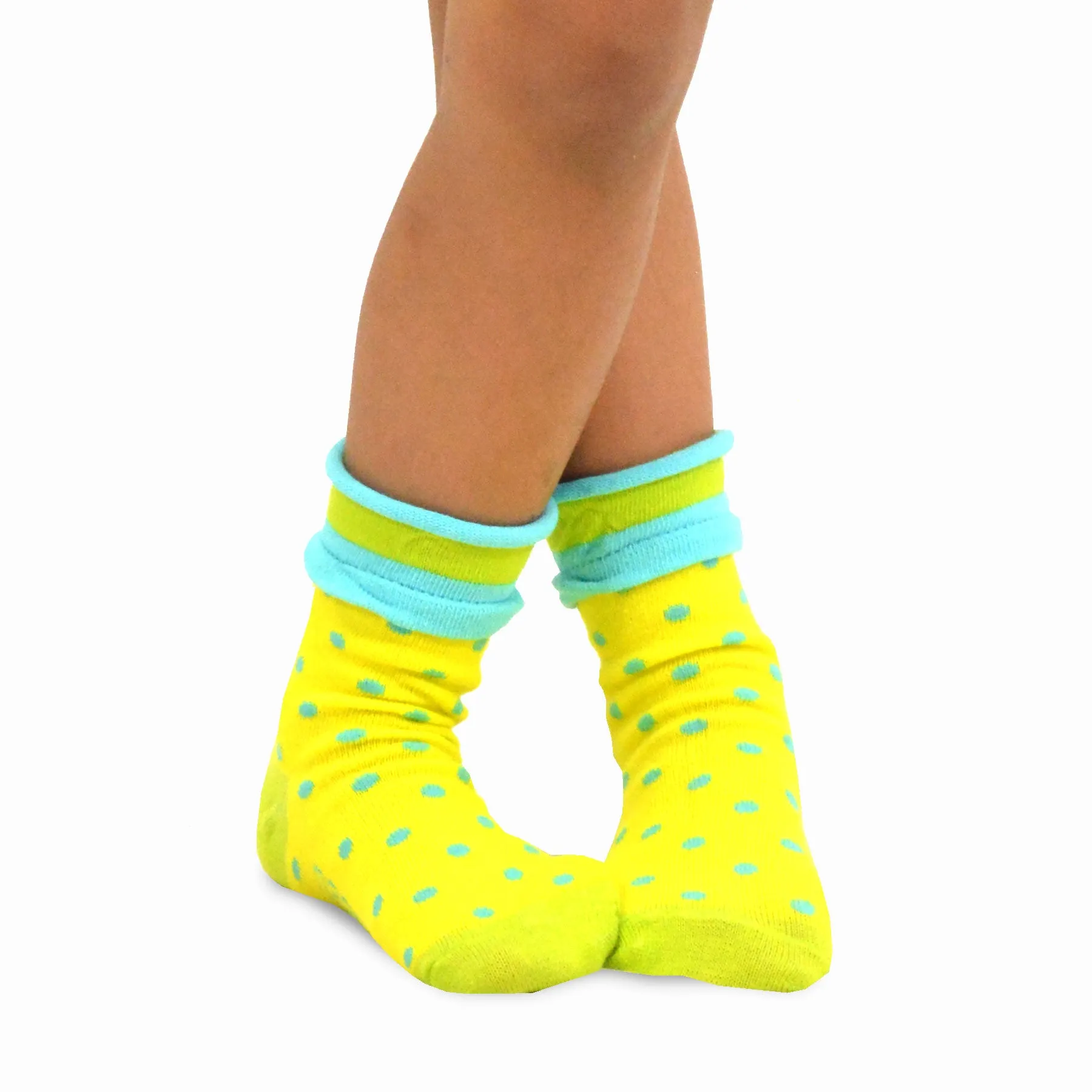 TeeHee Socks Kid's Casual Cotton Short Crew Roll Top Polka Dot 6-Pack (70835)