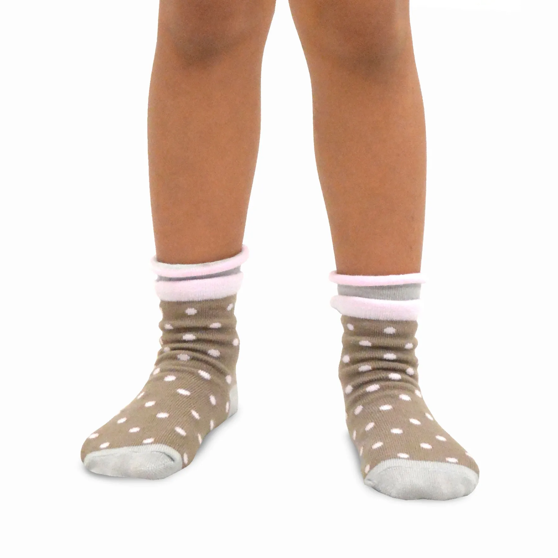 TeeHee Socks Kid's Casual Cotton Short Crew Roll Top Polka Dot 6-Pack (70835)