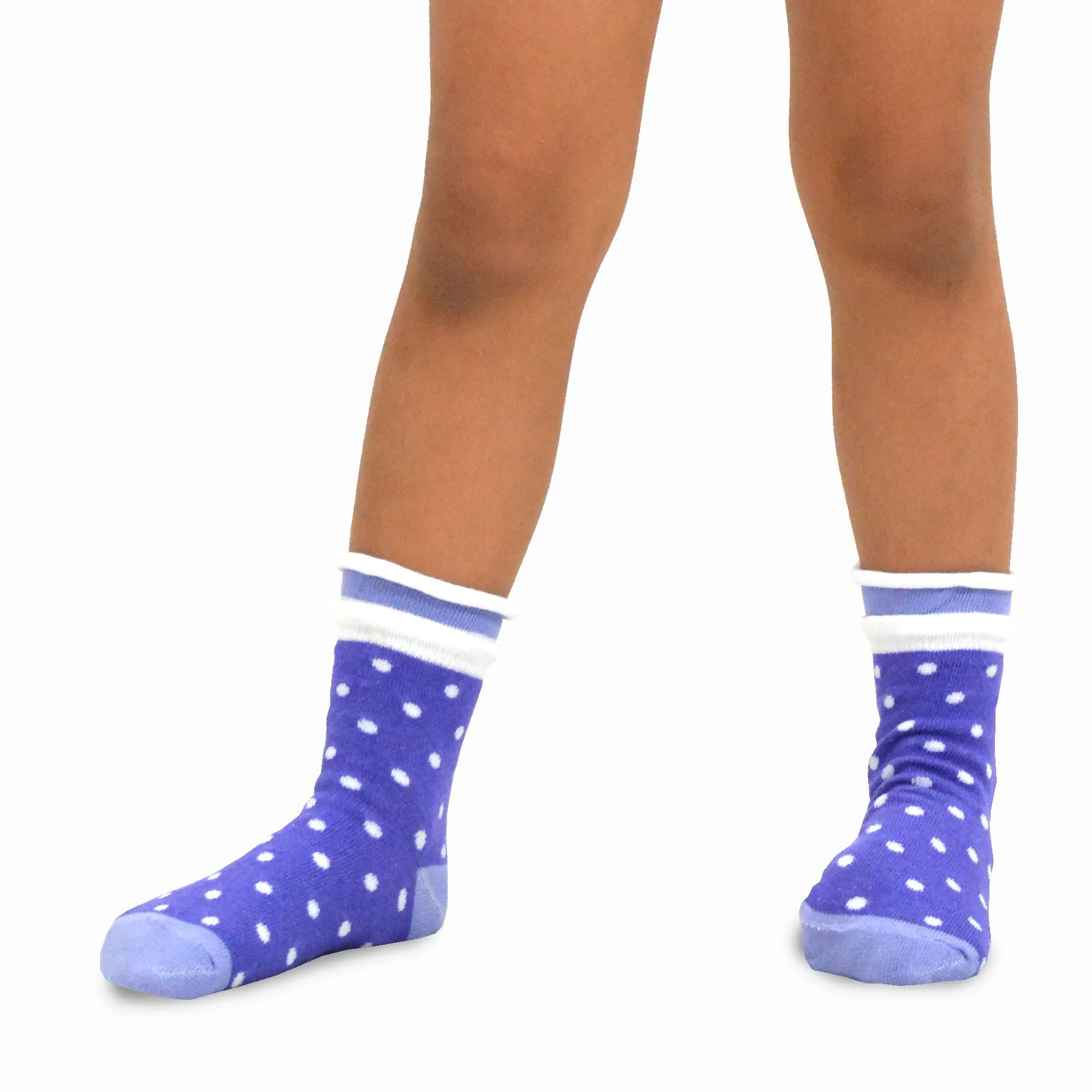 TeeHee Socks Kid's Casual Cotton Short Crew Roll Top Polka Dot 6-Pack (70835)