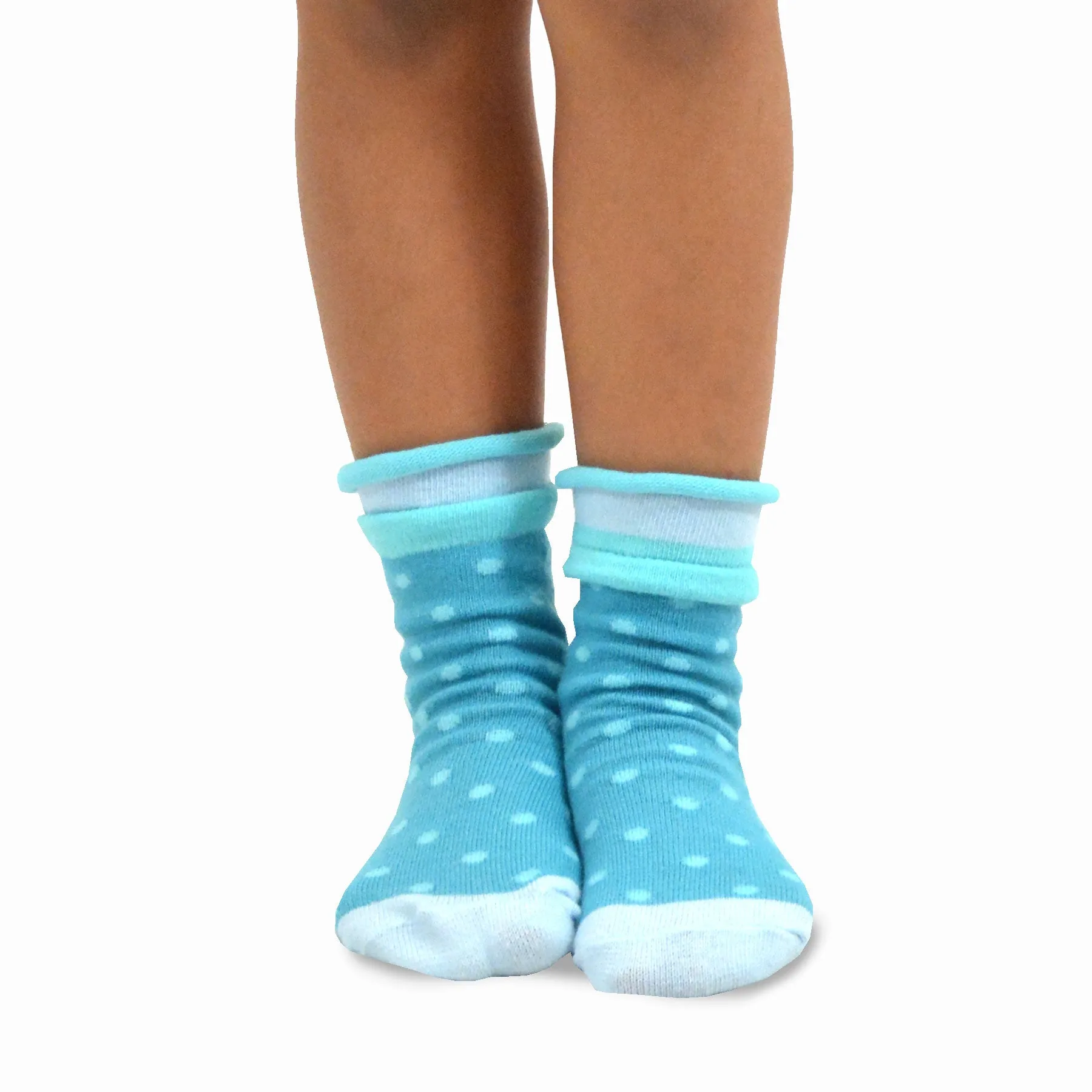TeeHee Socks Kid's Casual Cotton Short Crew Roll Top Polka Dot 6-Pack (70835)