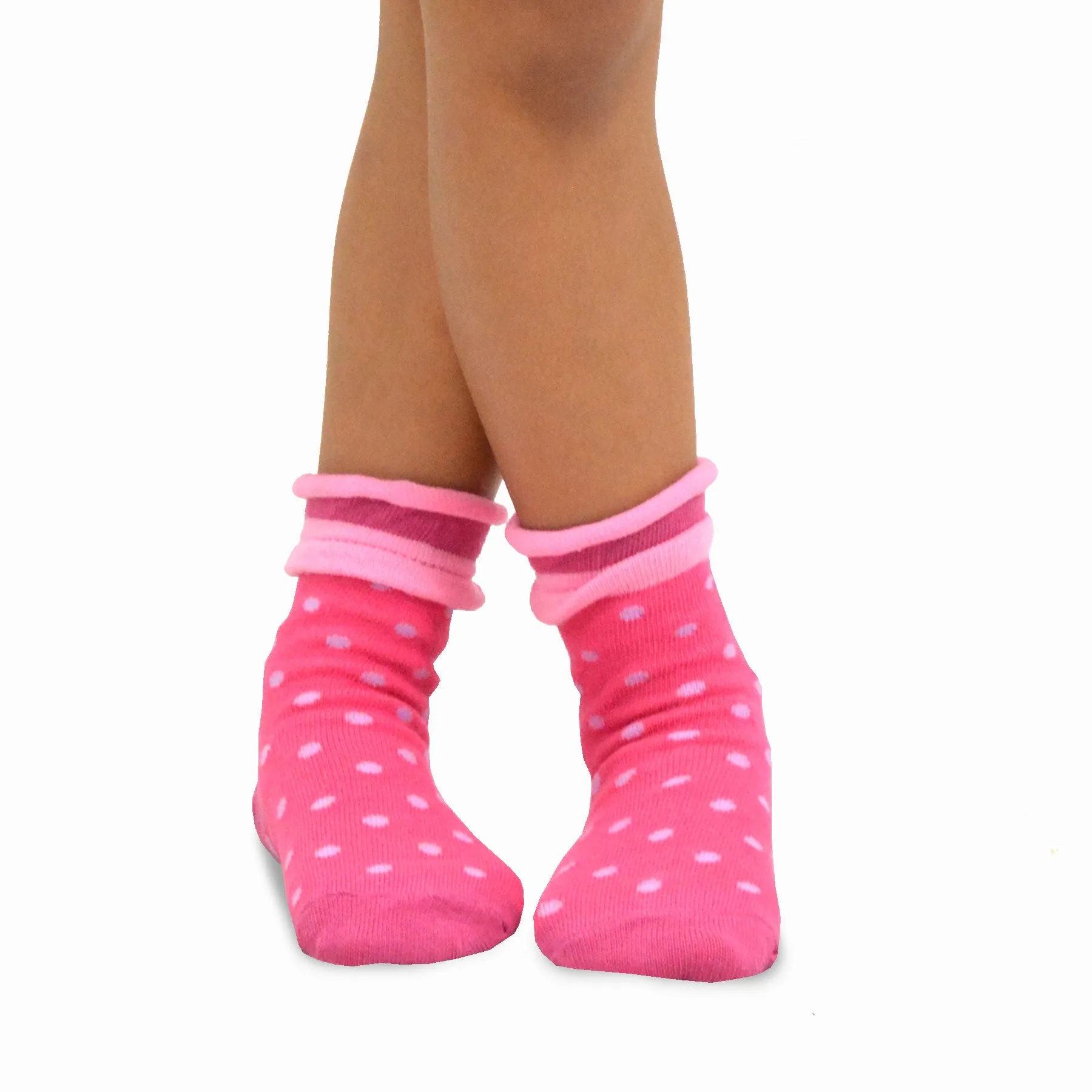 TeeHee Socks Kid's Casual Cotton Short Crew Roll Top Polka Dot 6-Pack (70835)