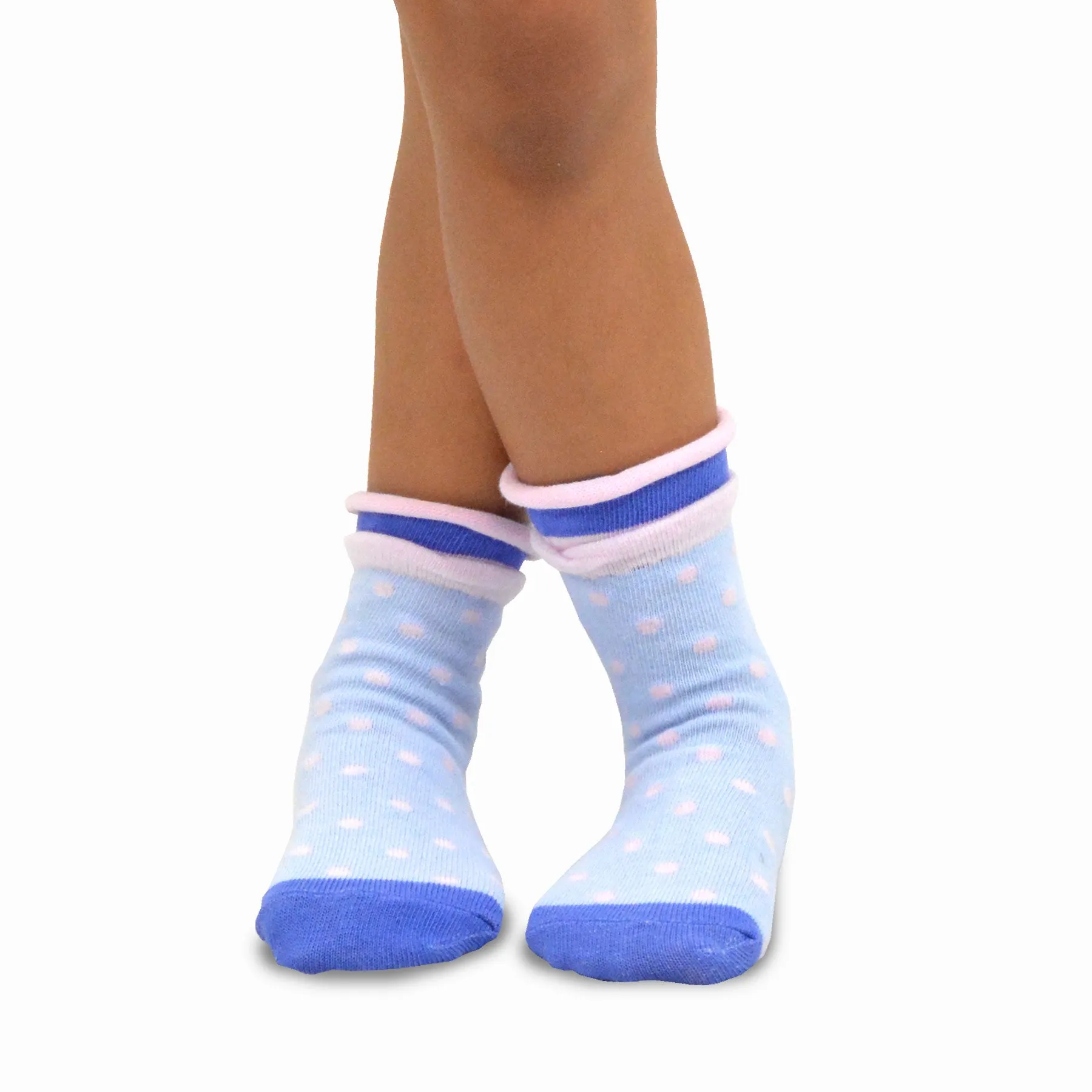 TeeHee Socks Kid's Casual Cotton Short Crew Roll Top Polka Dot 6-Pack (70835)