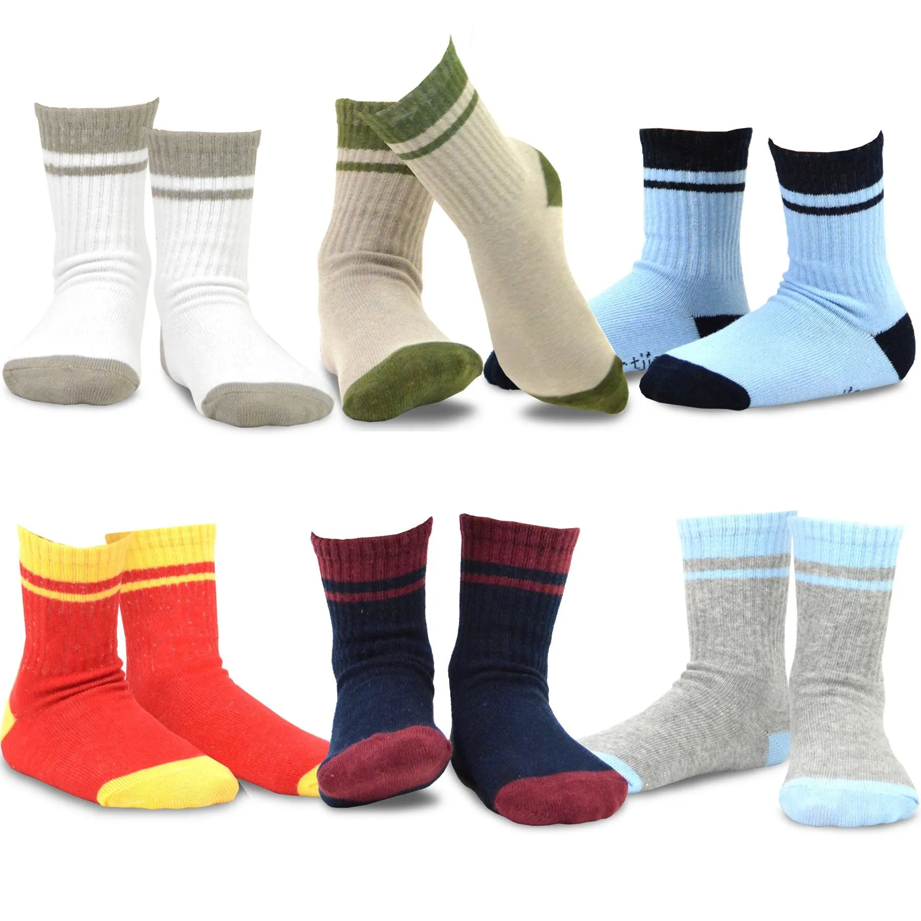 TeeHee Socks Kid's Casual Cotton Short Crew Stripes/Color Block 12-Pack Gift Box (70677)