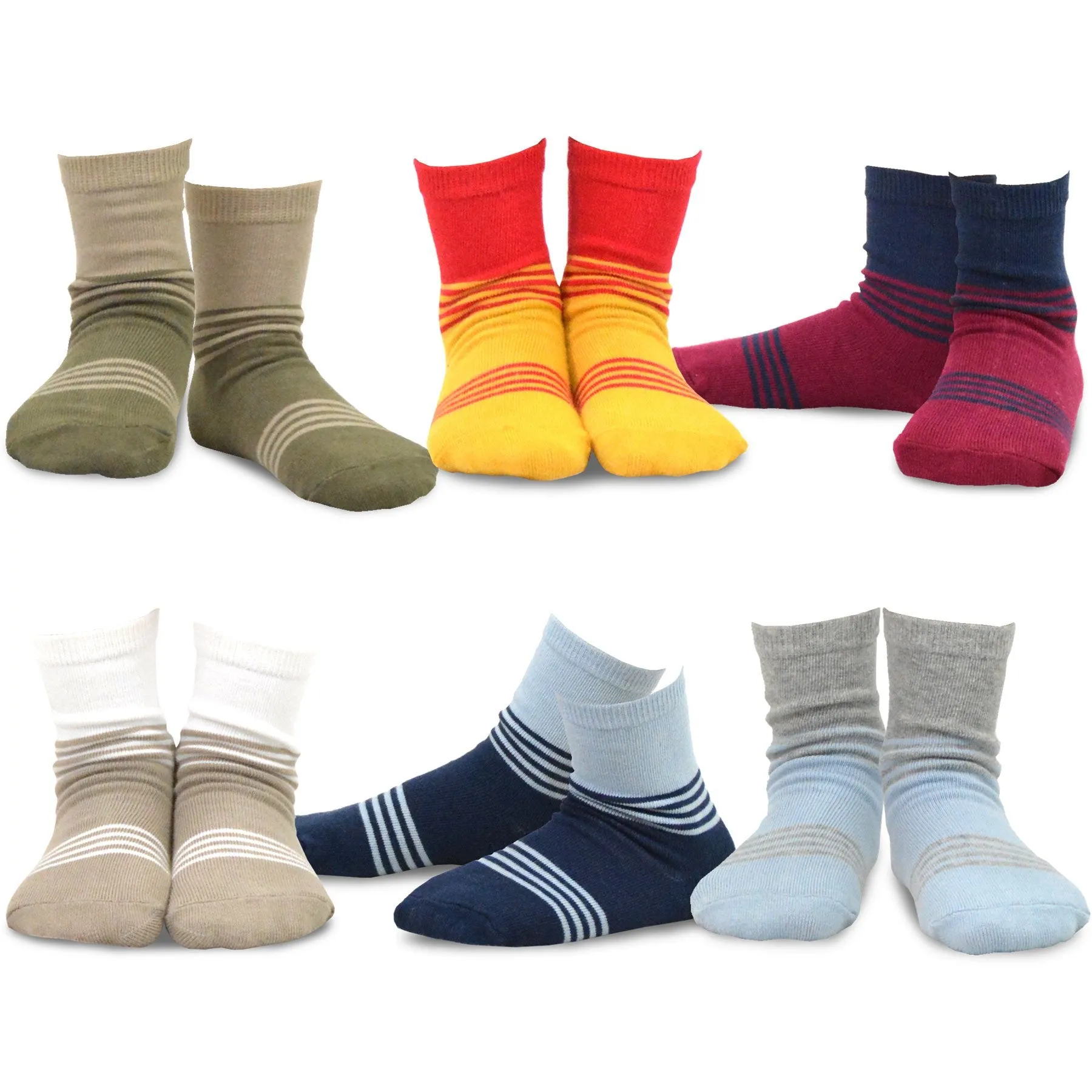 TeeHee Socks Kid's Casual Cotton Short Crew Stripes/Color Block 12-Pack Gift Box (70677)