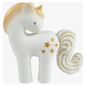 Tikiri - Shining Stars Unicorn Natural Rubber Rattle with Crinkle Wings