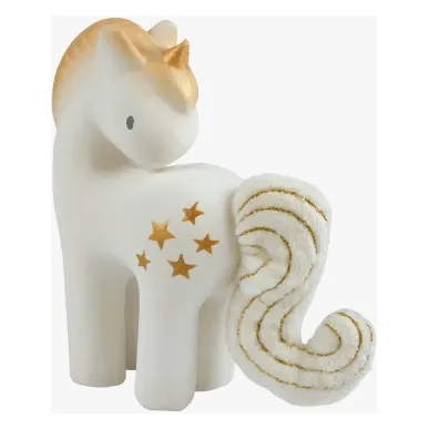 Tikiri - Shining Stars Unicorn Natural Rubber Rattle with Crinkle Wings