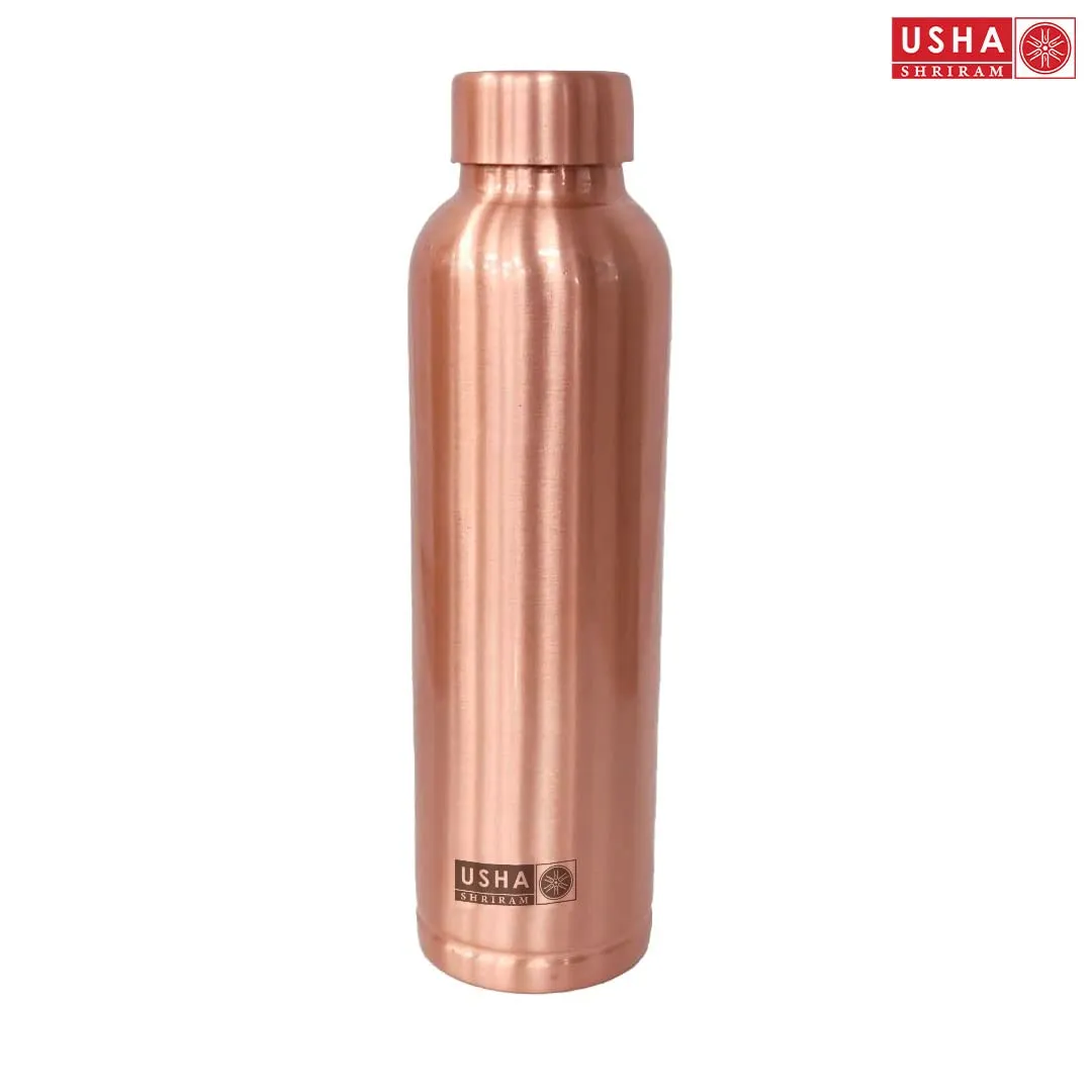 USHA SHRIRAM Pure Copper Water Bottle 1 Litre | Eco-Friendly, Biodegradable & Non-Toxic | Water Bottle for Kids & Adults | Lightweight, Leak-Proof & Rust-Free Tamba Bottle (Pack of 10)