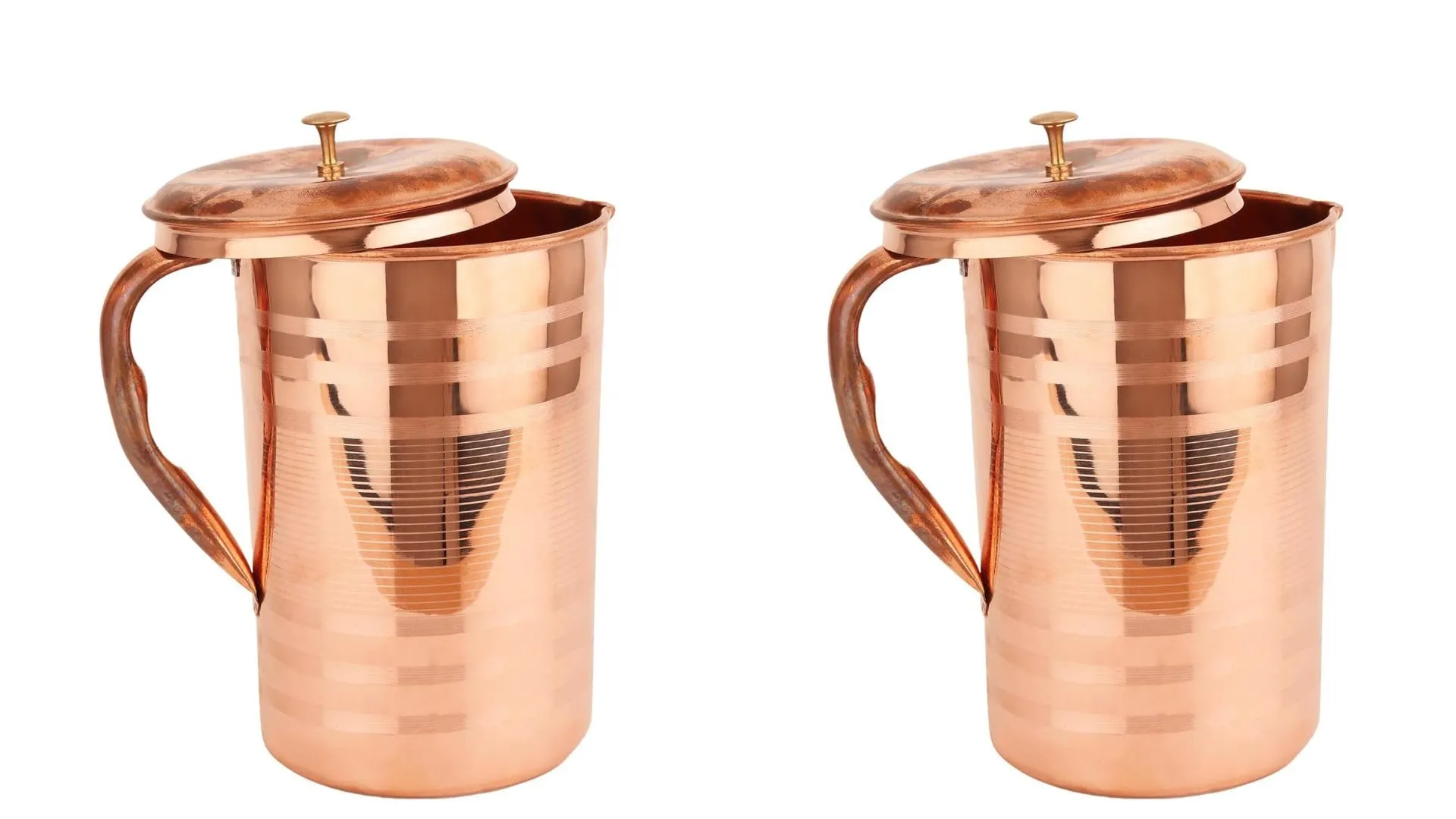 USHA SHRIRAM Pure Copper Water Jug (2Pcs) 2 Litre | Eco-Friendly, Biodegradable & Non-Toxic | Water Bottle for Kids & Adults | Lightweight, Leak-Proof, Durable & Rust-Free Tamba Bottle Jug