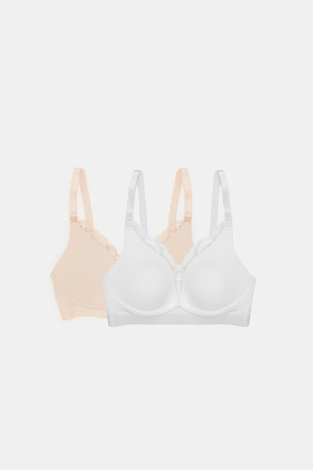 Women Pink And White Nursing Bra Set (Pack Of 2)