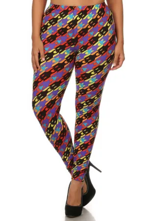 Women's One Size Fits All -Print Full Length High Waist Leggings