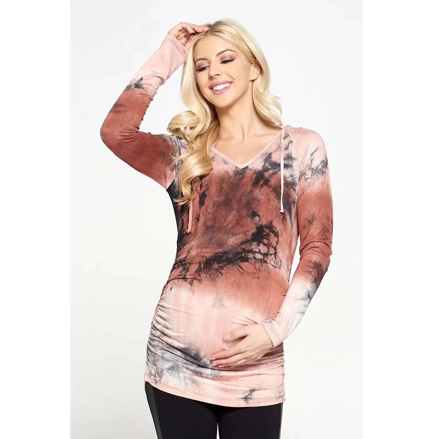 Women's taupe long sleeve maternity & post natal hoodie