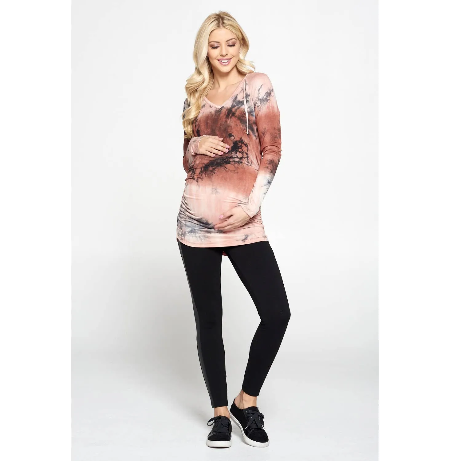 Women's taupe long sleeve maternity & post natal hoodie