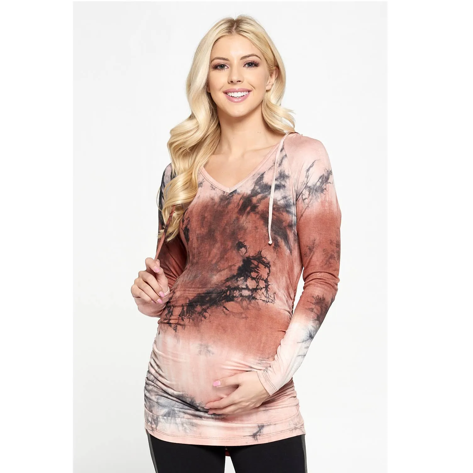 Women's taupe long sleeve maternity & post natal hoodie